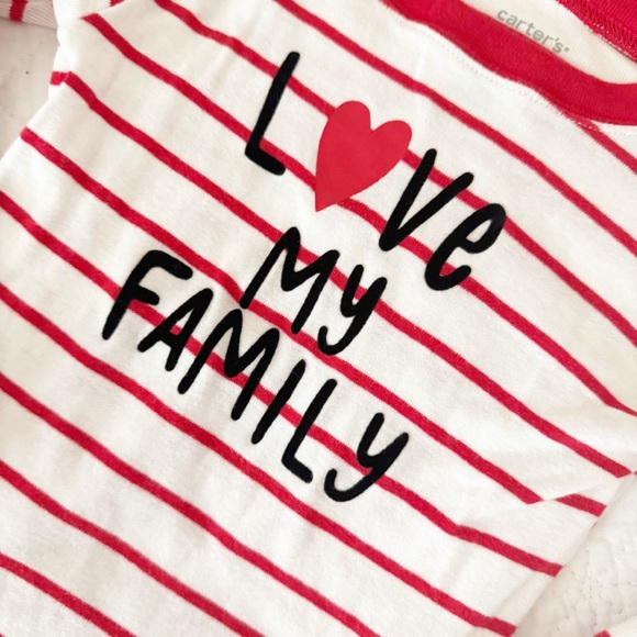 CARTER’S Toddler Pajama Set Red White Stripes Love My Family 2T - Picture 2 of 5